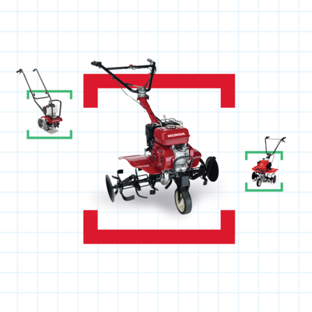 3 motozappe con illustrazione con suggerimenti per la scelta.